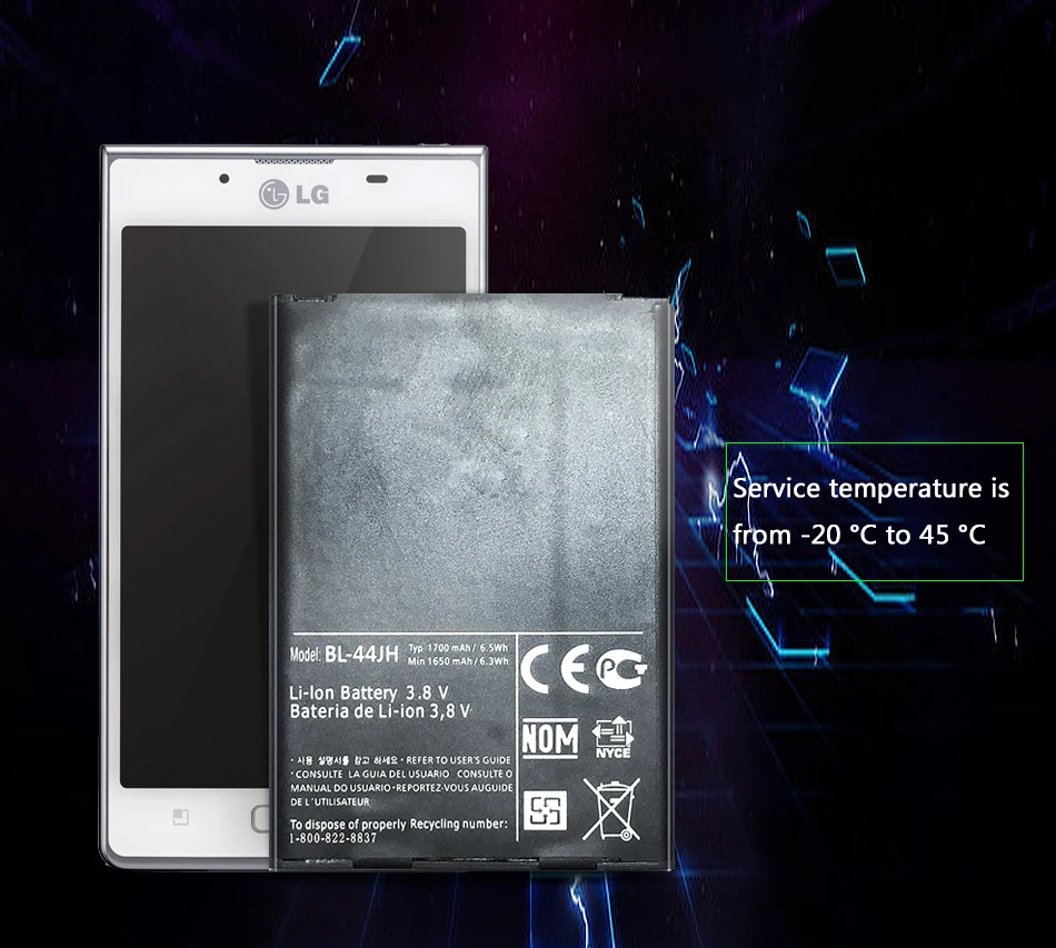 Телефон Батарея BL-44JH BL44JH для LG Optimus P705 L4 E440 E460 P700 LS860 MS770 LG730 US730 запасной литий-ионный аккумулятор