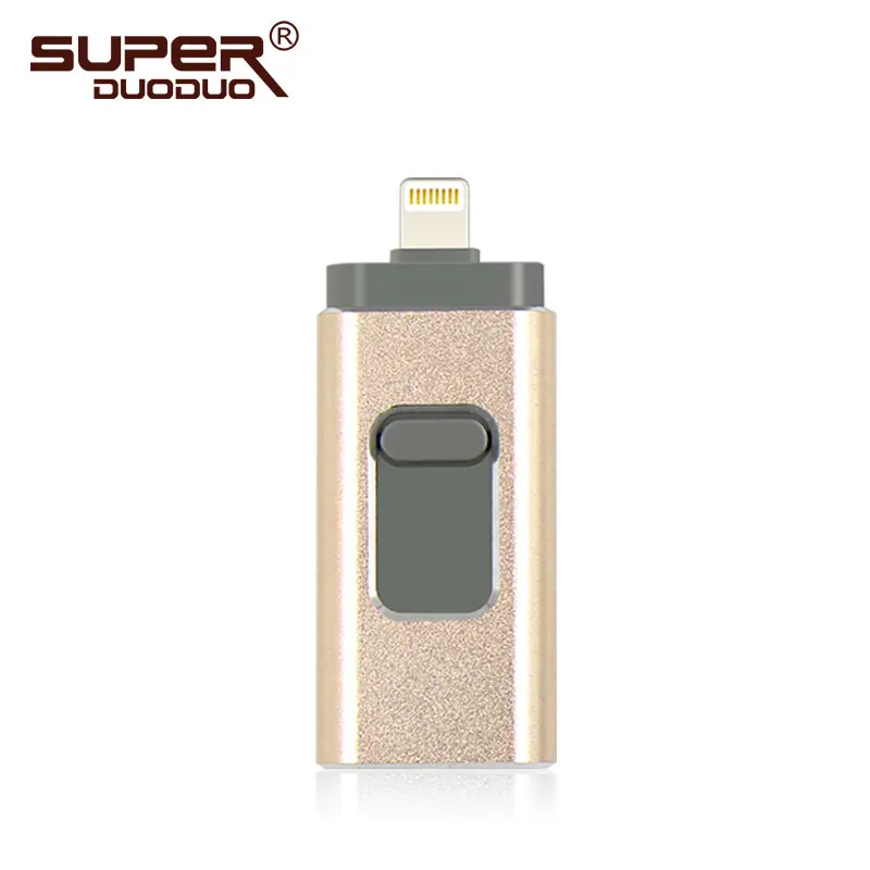 Usb флеш-накопитель 128 ГБ, 16 ГБ, 32 ГБ, 64 ГБ, флеш-накопитель HD, внешняя карта памяти для iphone 7, 7 Plus, 6, 6s Plus, 5S, ipad, флешка - Цвет: Champagne