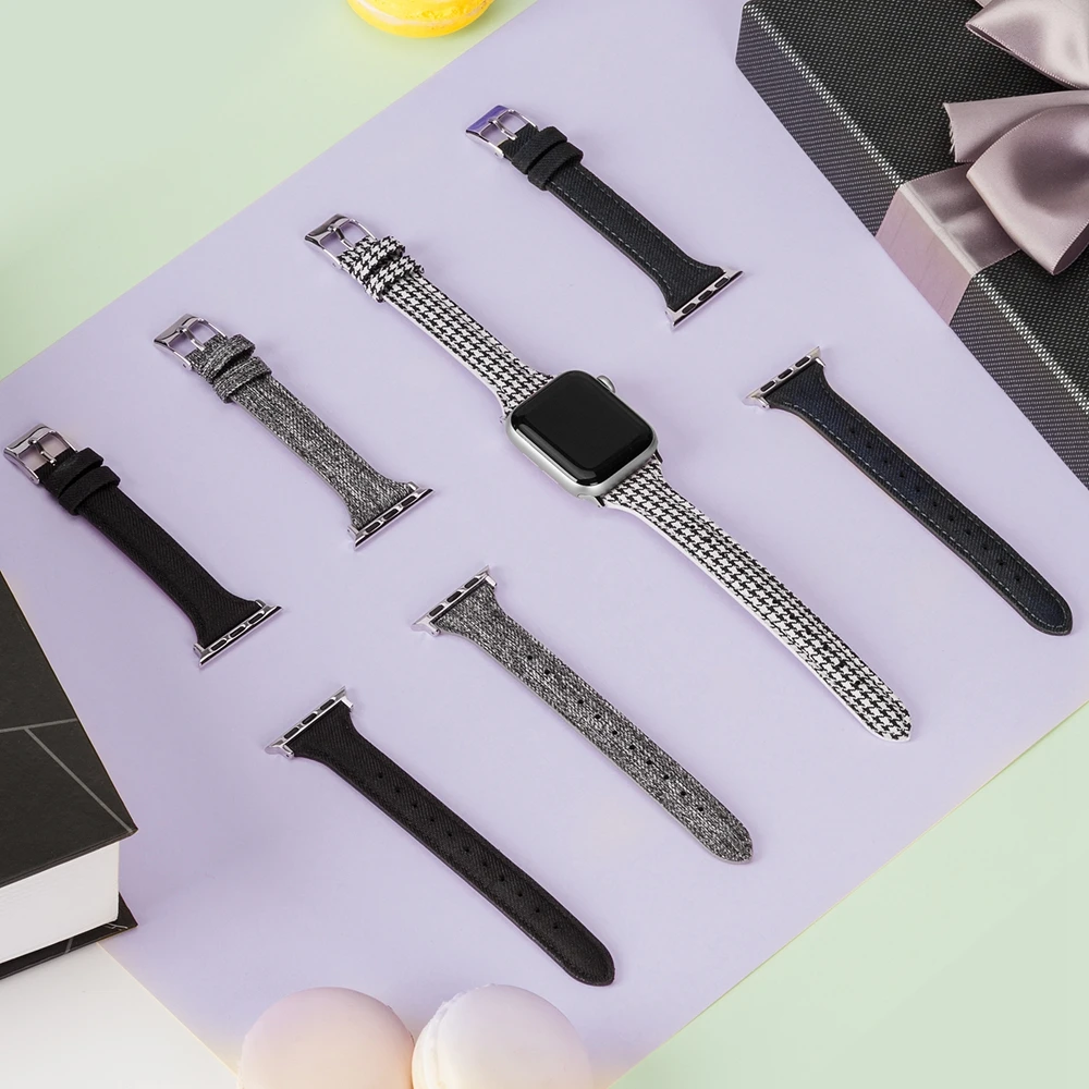 Холщовый ремешок Wearlizer для iWatch Apple Watch, женский, мужской ремешок 38 мм, 40 мм, 42 мм, 44 мм, серия 5, 4, 3, 2, 1, ремешок на запястье, браслет