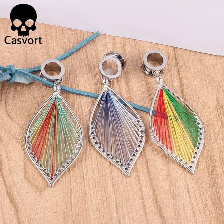 Casvort 2 шт для пирсинга, из нержавеющей стали листья болтаются беруши и туннели тела ювелирные изделия винтовые диаметры для ушей пара расширитель