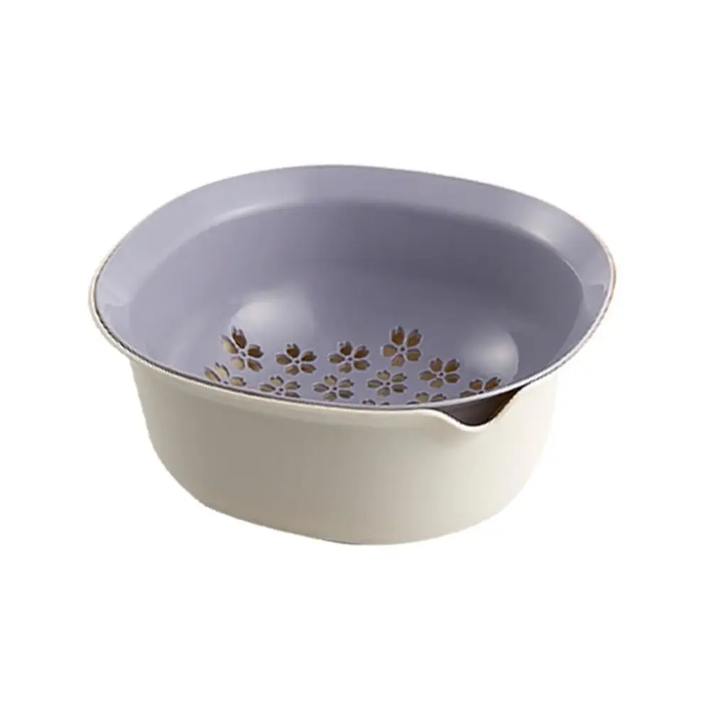 gray AsyPets Double Layer Drain Basket for Washing Vegetables Fruit Kitchen Tool - Цвет: gray