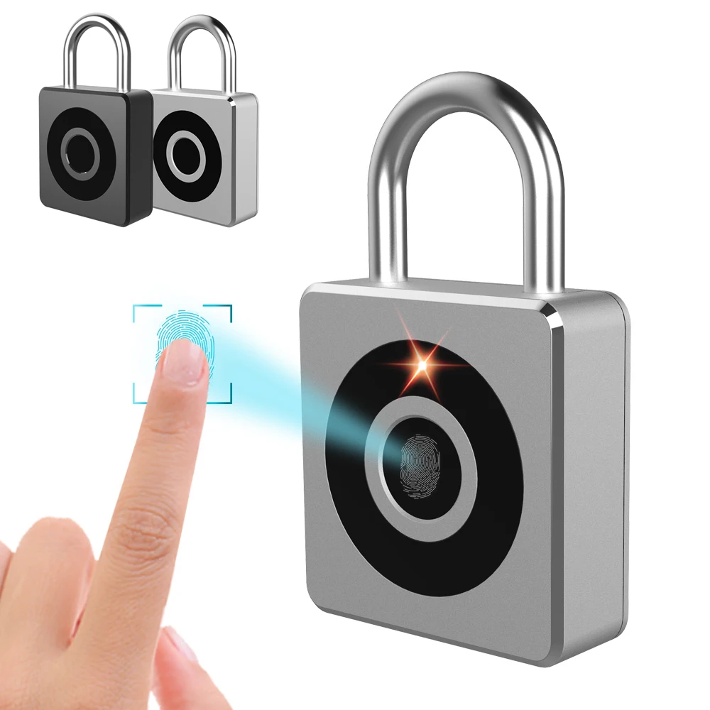 

Security Smart Fingerprint Padlock USB Rechargeable Door Lock Fingerprint Quick Unlock Zinc alloy Metal Self Developing Chip