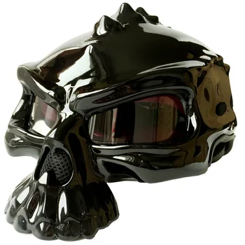 

Hot selling personality fashion motorcycle skull helmet elves half helmet can wear bubble mirror double side can wear