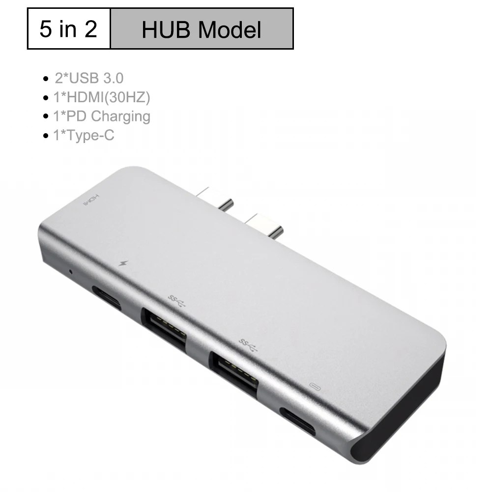 5 В-2 USB C концентратора двойной Тип C Мульти USB 3,0 HDMI адаптер с SD/устройство для считывания с tf-карт USB-C 3,0 разветвитель Порты и разъёмы USB-C концентратор для MacBook - Color: 5-in-2 HUB Model