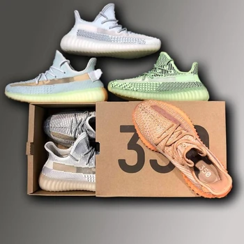 

YEEZBreathable 350 V2 Reflective Shoes High Quality Static Black grey Clay Cinder Trfrm Tail Light Boots V2 Angel Star Sneakers