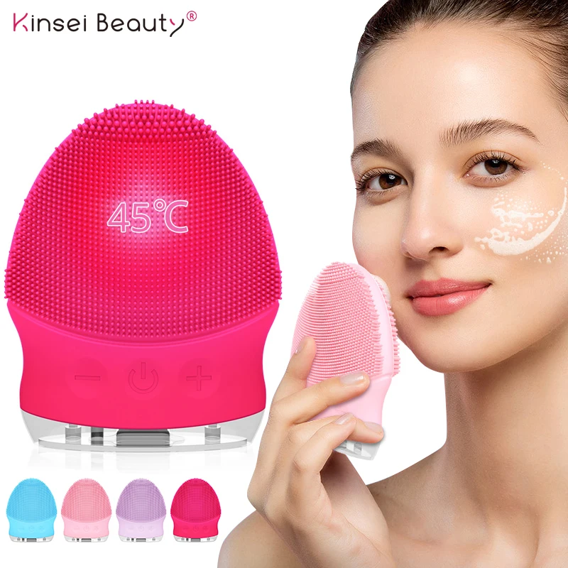 Electric Facial Cleanser Wash Face Cleaning Machine Silicone Cleansing Instrument Skin Pore Cleaner Massage Heating Brush Device | Красота и