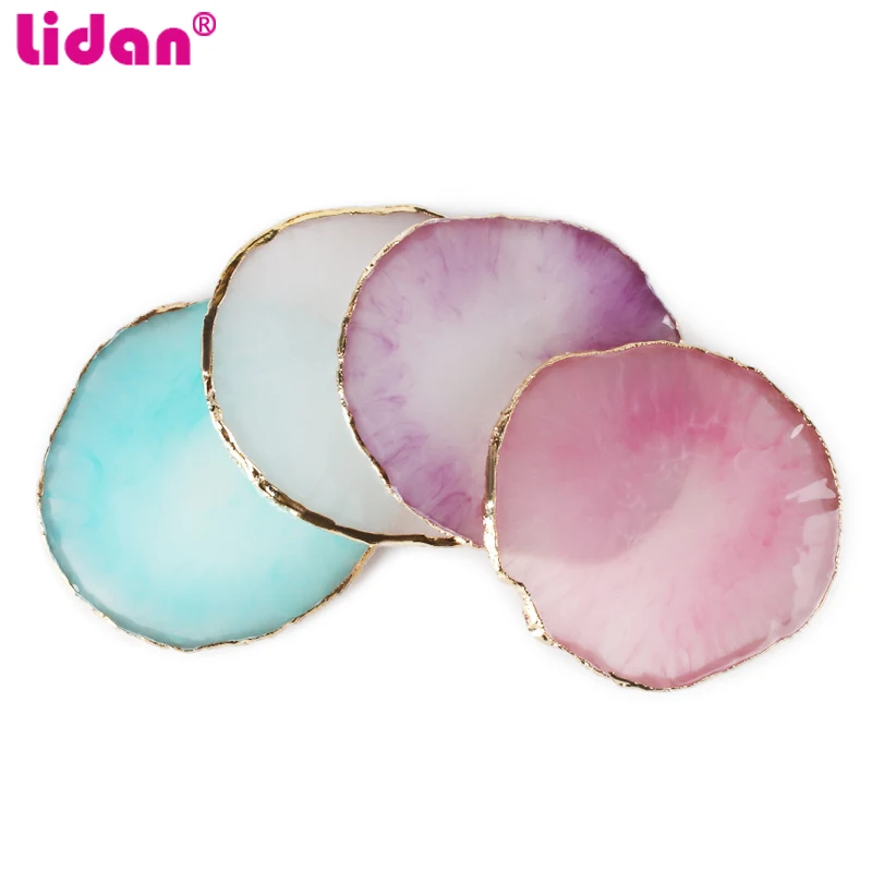 4 Patterns Natural Resin Palette Round Oval Shape Display Plate Nail Art Practice Color Mixer Showing Board Tool TSP-1
