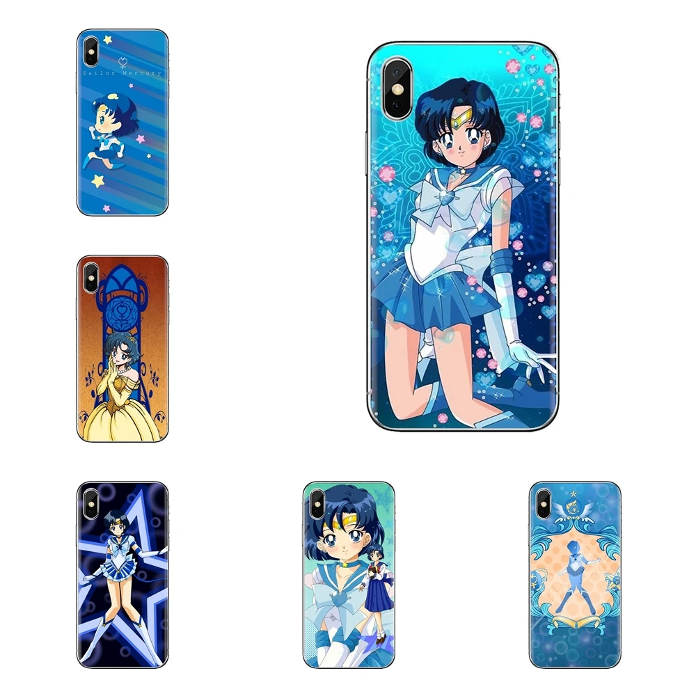 For Samsung Galaxy S3 S4 S5 Mini S6 S7 Edge S8 S9 S10 Plus Note 3 4 5 8 9 Sailor moon Mercury TPU Transparent Shell Cover |