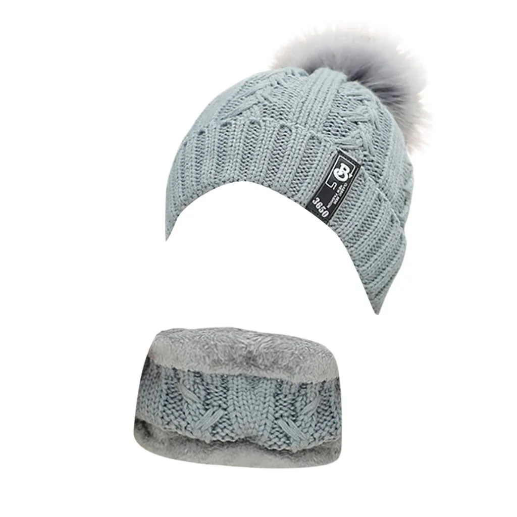2 шт., женская зимняя шапочка-шарф, комплект, теплая вязаная шапка, толстая вязаная шапка с черепом, роскошный бренд, женская мода, шапка Et Echarpe Femme Hiver - Цвет: Gray