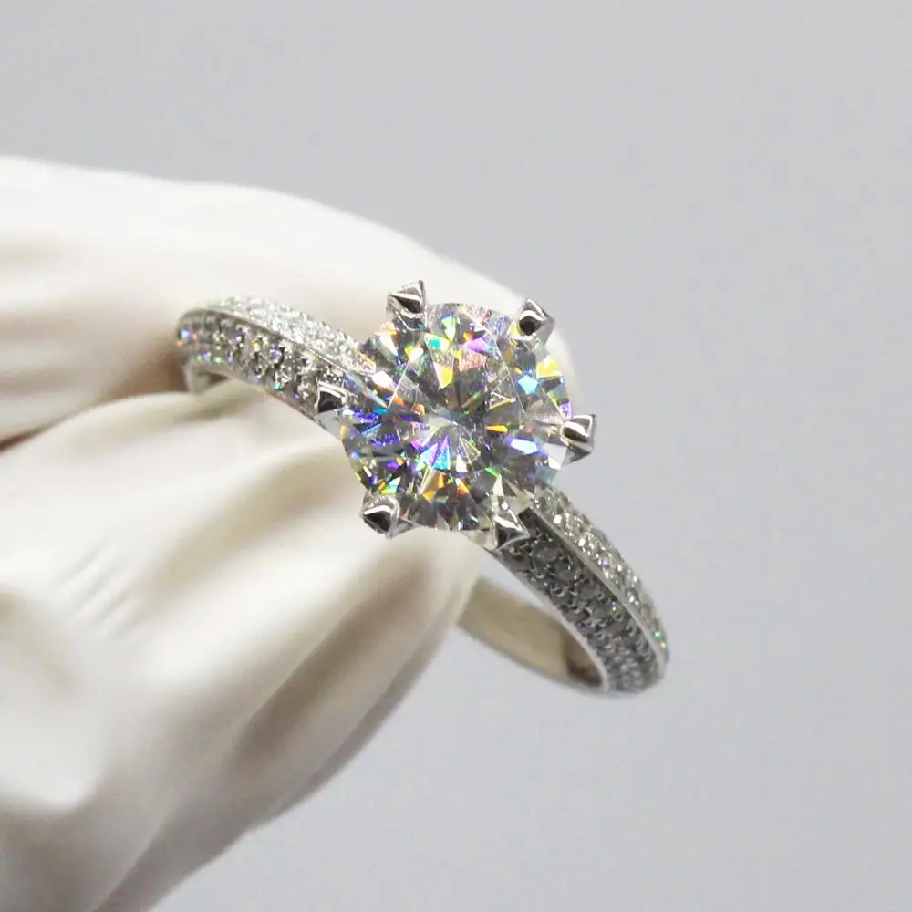 

Pure 18K White Gold Ring Luxury Moissanite Ring D color Romantic style Wedding Anniversary Ring moissanite jewelry