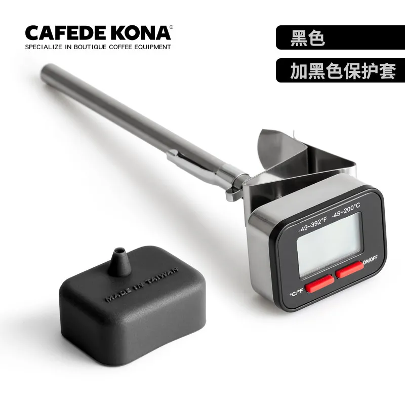 Cafede kona цифровой термометр для кофе, термометр для мяса, термометр для приготовления пищи, измеритель температуры - Цвет: Черный