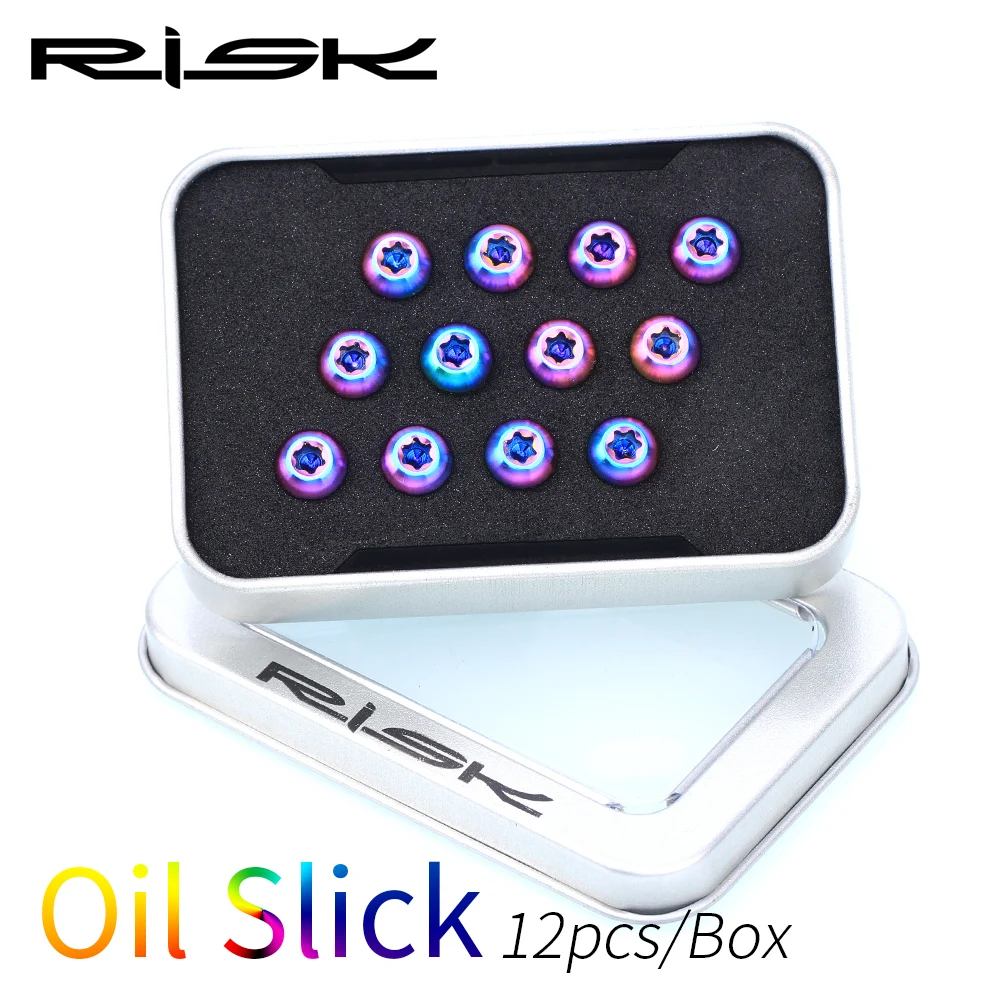 RISK 12 шт./компл. M5x10mm Torx круглая головка T25 титановый сплав TC4 дисковый тормоз ротор крепежные болты для горной дороги велосипед