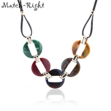 Матч-правой Мода Для женщин геометрический Цепочки и ожерелья и кулоны заявление Цепочки и ожерелья с акриловая подвеска для Для женщин ювелирные изделия SP220