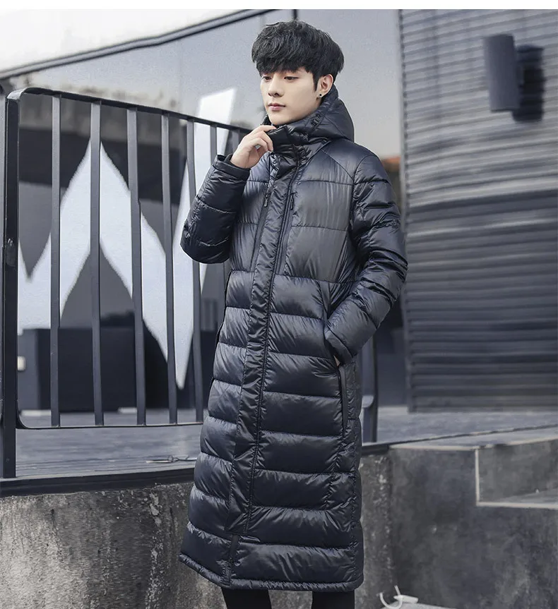 Inverno masculino para baixo jaqueta com capuz