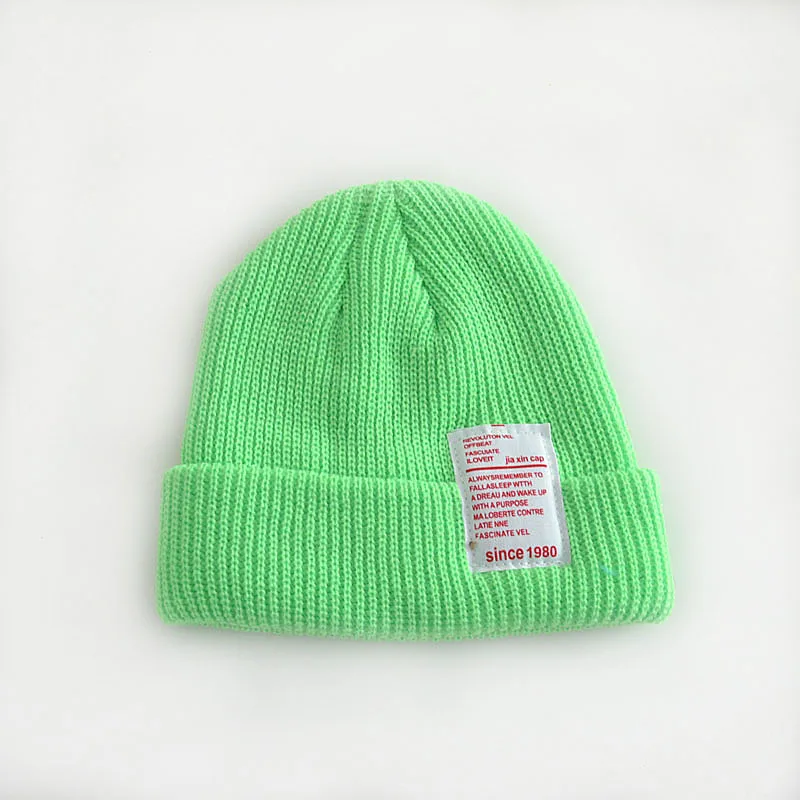 Green Детские трикотажные Beanie Hat Baby Мальчики Девочки Карамельный цвет головным убором детская осень-зима теплые теплая шапка Мягкие Твердые крышки Muts для От 2 до 8 лет - Цвет: Green