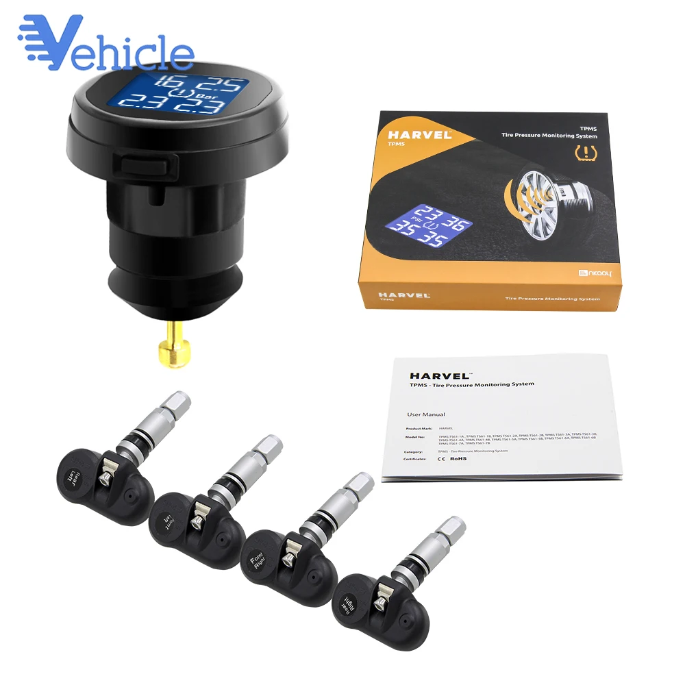 Встроенный в шинах TPMS TS61 система контроля давления в шинах Инструмент беспроводной в режиме реального времени прикуриватель датчик температуры TPMS
