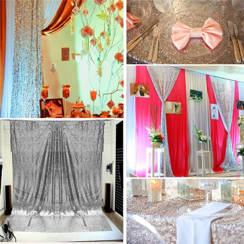 

4x6FT Silver Sequins Fabric Photography Backdrop Studio Background Tablecloth Wedding Decor Clothes Patchwork Material