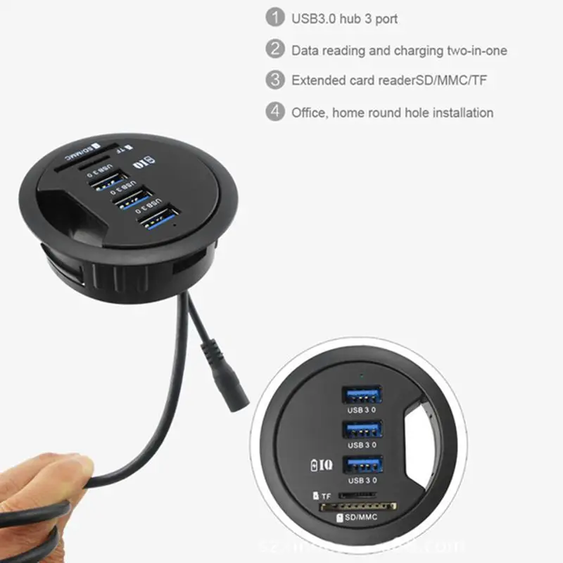 AAAE Top-In-Настольная usb-хаб 3 порта USB 3,0 зарядное устройство с 2 слотами, SD/Micro-SD кард-ридер