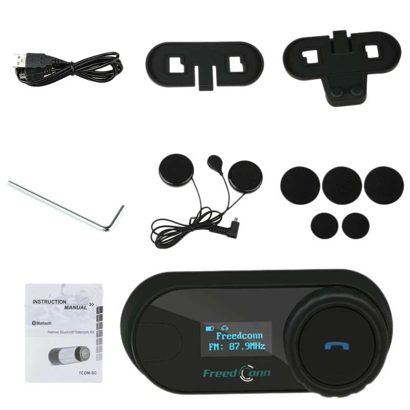 

FFYY-Freedconn Motorcycle Intercom Bluetooth Helmet Headset T-Com Sc Fm 2 Riders Bt Interphone Moto Intercom+Soft Mic