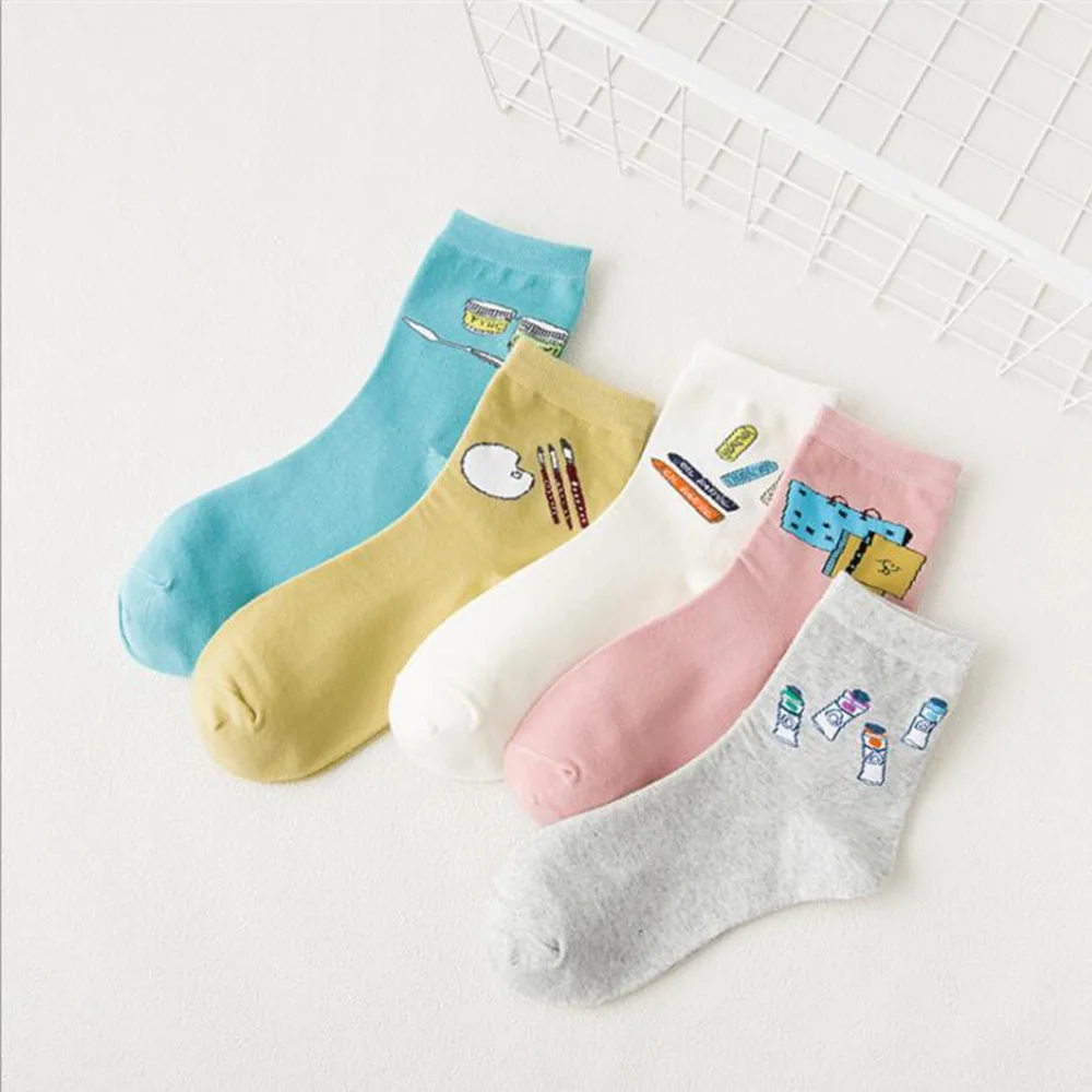 5 pairs=10 pieces Cartoon Women Socks Cotton invisible Socks Cute Animal Stereo ear Girl Ankle Socks Harajuku Breathable Socks - Цвет: 4