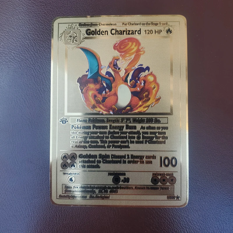 YU GI OH Золотая карта металлическая карта местный японский Золотой глаз белый дракон VOL издание Коллекционная карта детская игрушка подарок - Цвет: Golden Charizard