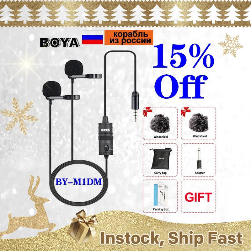 BOYA BY-M1 BY-M1DM Mic Phone Lavalier Camera Microphone Lapel condensor for xiaomi Collar iPhone Xs X Canon DSLR PK Rode | Электроника