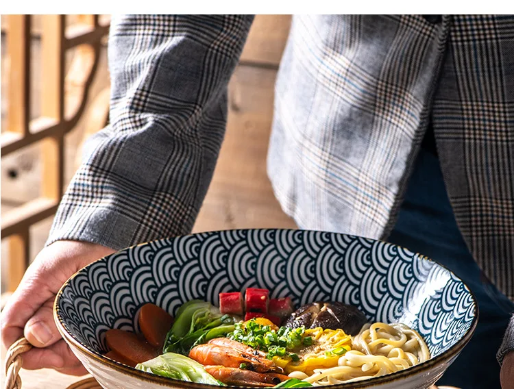 Ramen миска для салата для супа, большие миски, ретро японская керамическая миска для лапши, столовая посуда, посуда 9 дюймов