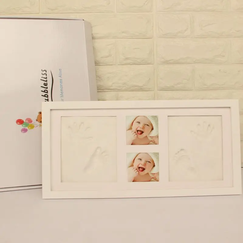 Креативные DIY Дети отпечаток руки отпечаток ноги фотографии дисплей деревянная фоторамка сувениры памятные памятью ребенка душ подарок