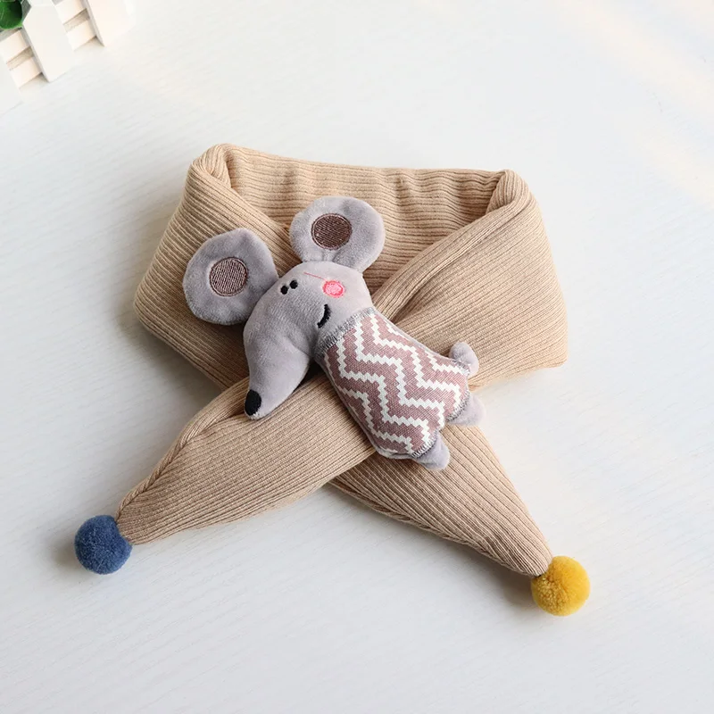 mouse scarf-white Детский шарф в Корейском стиле; Лидер продаж; осенне-зимний теплый плотный комплект с воротником для мальчиков и девочек; Универсальный милый детский шарф - Цвет: mouse scarf-white