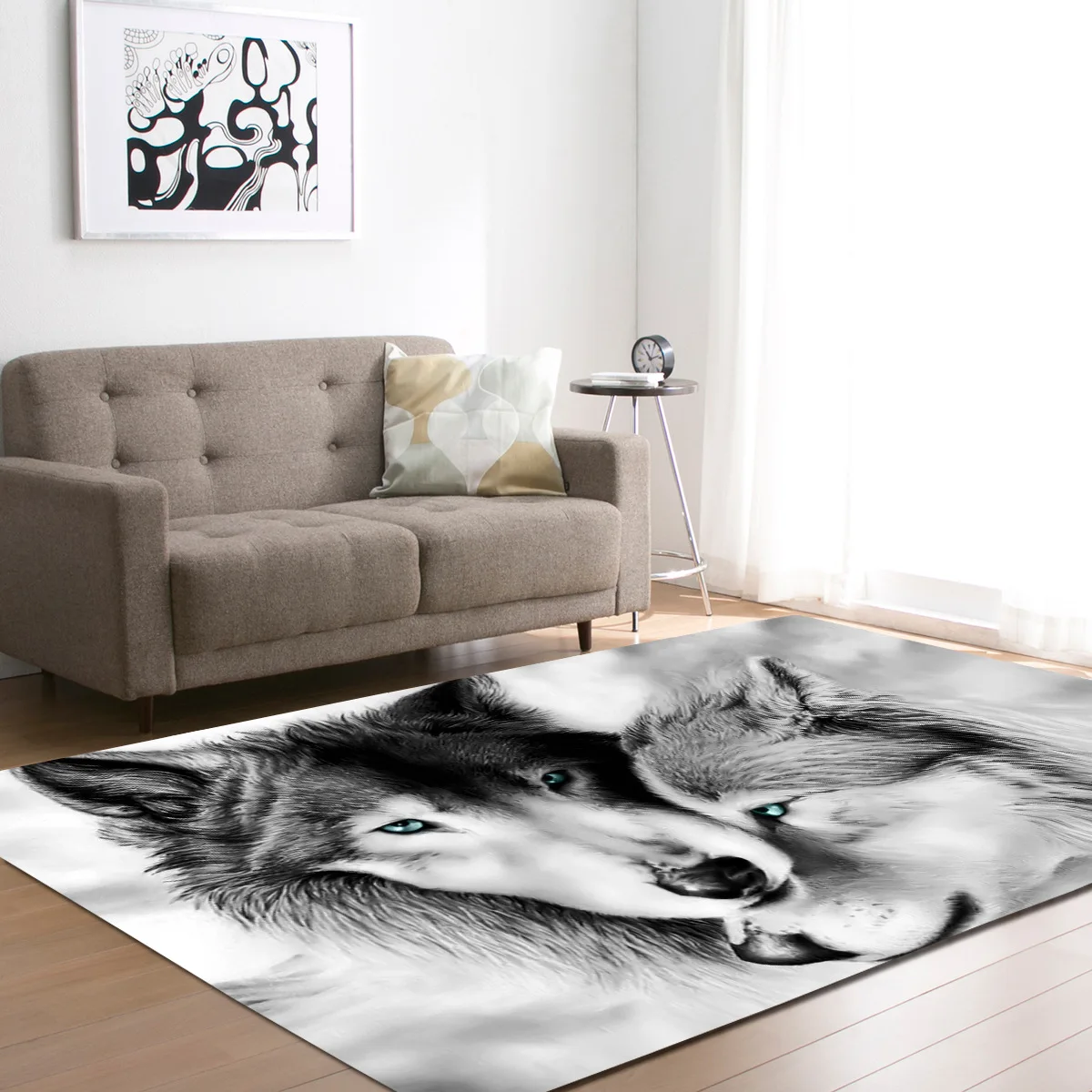 3D Printed Wolf Carpets Modern Outdoor Floor Rugs Home Decor for Living Room Bedding Room Hallway Large Rectangle Area Yoga Mats