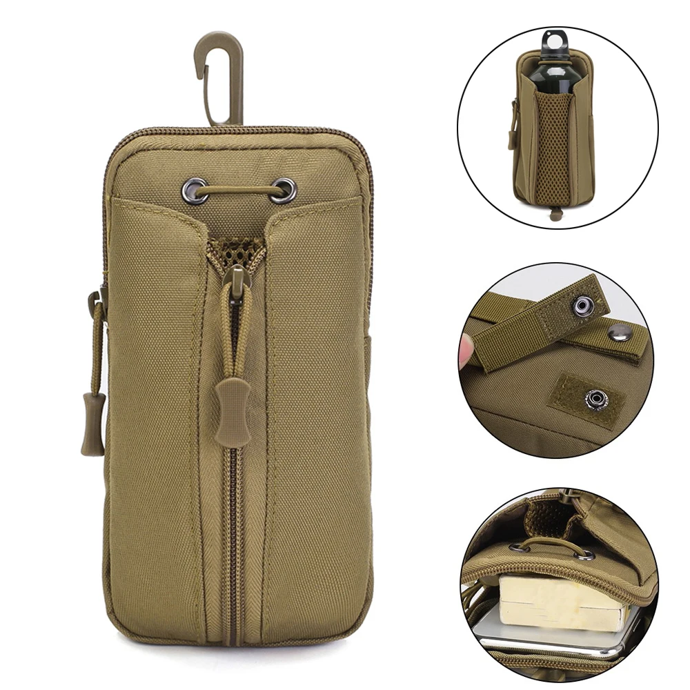 Táctica Molle-cartuchera para botellas de agua, bolsa del teléfono móvil militar, ajustable, hervidor, paquete de cintura, caza, Camping, EDC, bolsa de herramientas