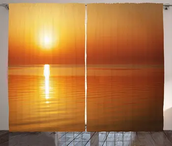 

Nature Curtains Horizon Over Sea Idyllic Sunset Paradise Ocean Coastal Charm Fantasy Scene Living Room Bedroom Window Curtain