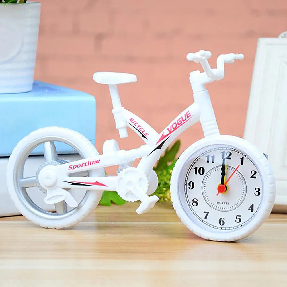 

Movement Alarm Clock Kids Bedroom Office Desktop Decoration Vintage Plastic Children Table Fashion Bicycle Shape Mute Stylish