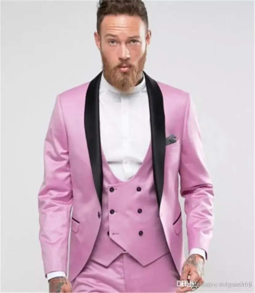 Burgundy Groom Tuxedos Shawl Lapel Groomsmen Mens Wedding Dress Fashion Man Jacket Blazer 3Piece Suit(Jacket+Pants+Vest+Tie)