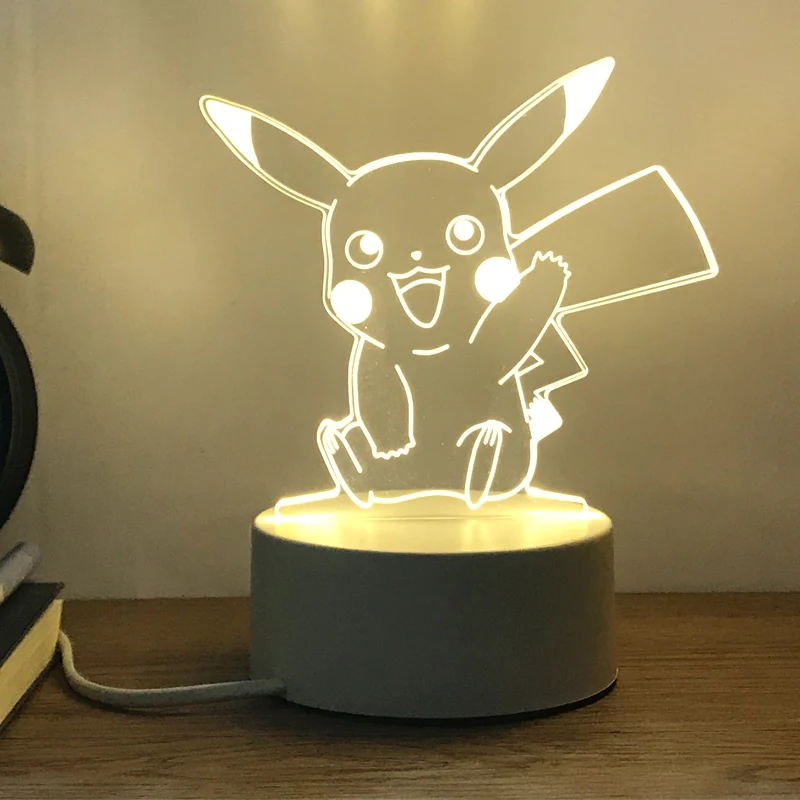 Pikachu Night Light Pokemon Light Usb Atmosphere Light Bedside Light 3d Lamp Anime
