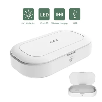 

2020 New LED UV Sterilizer Box for mobile phone support 10W wireless charger Mask Sterilizer Storage Box UV Disinfection Box