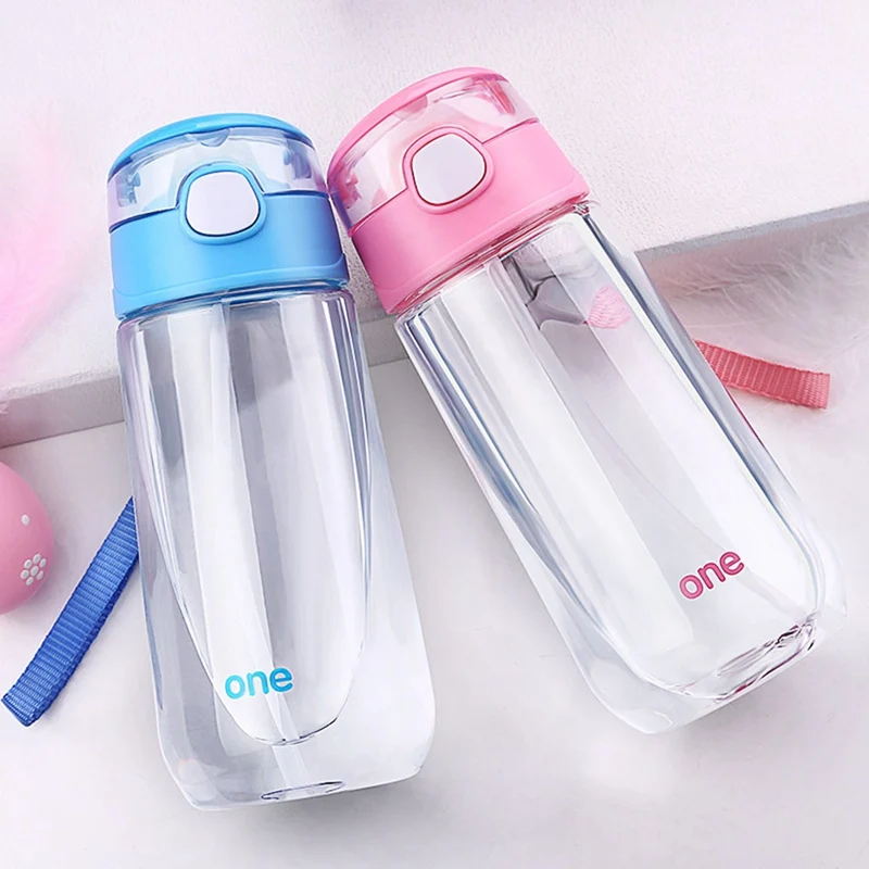 500ML Plastic Straw Cup Children's Feeding Cup Portable Kid Water Bottle Learn Drinking Sippy Cup with Rope Milk Bottle