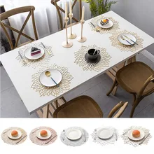 Round Placemats For Kitchen Table PVC Coaster Pads Insulation Table Placemat Non-slip Mats Western Mat New Hot