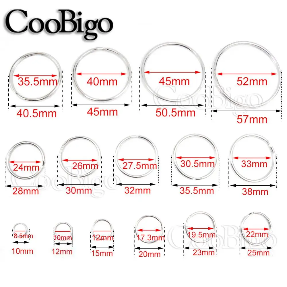 Gran oferta 10 unids/lote 30mm 32mm 35mm 38mm 40mm 45mm 50mm 57mm agujero de acero inoxidable anillo de llave cadena chapado en rodio partido redonda llavero aVjbqkw8y