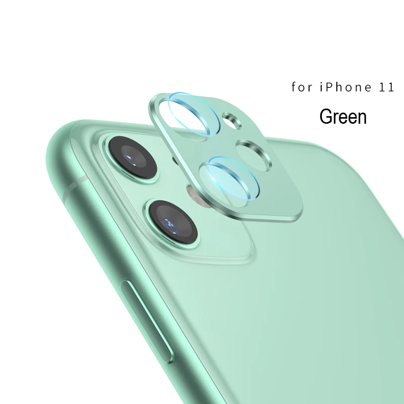 Для iPhone 11 Pro Max задняя камера Объектив Закаленное стекло пленка для iPhone 11 Pro Чехол металлическое защитное кольцо защита экрана - Цвет: Green