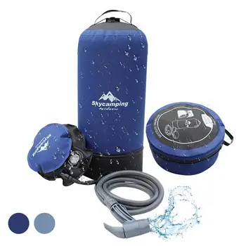 

Outdoor Shower Bag Heated Shower Bag Hot Water Solar Energy Camp with Foot Pump 11L Solar Energy Shower Bag Hiking Bath
