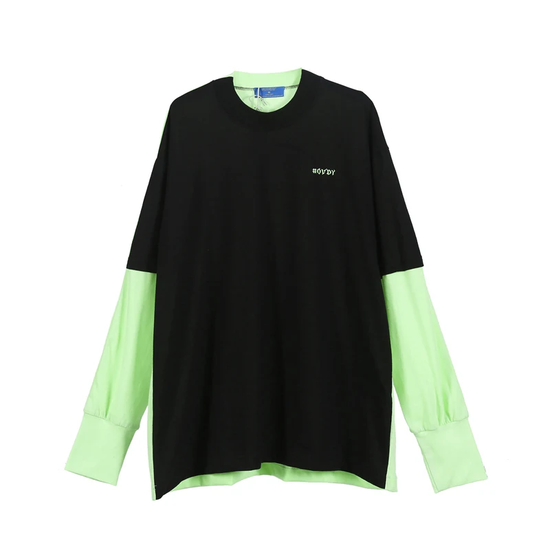 CoooColl 19FW Мужская и Женская длинная футболка в стиле хип-хоп, уличная одежда harajuku, повседневные топы, нестандартные хлопковые футболки с длинным рукавом, топы - Цвет: Черный