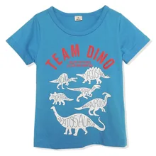 Новинка года; летняя детская хлопковая Повседневная футболка с короткими рукавами и рисунком динозавра