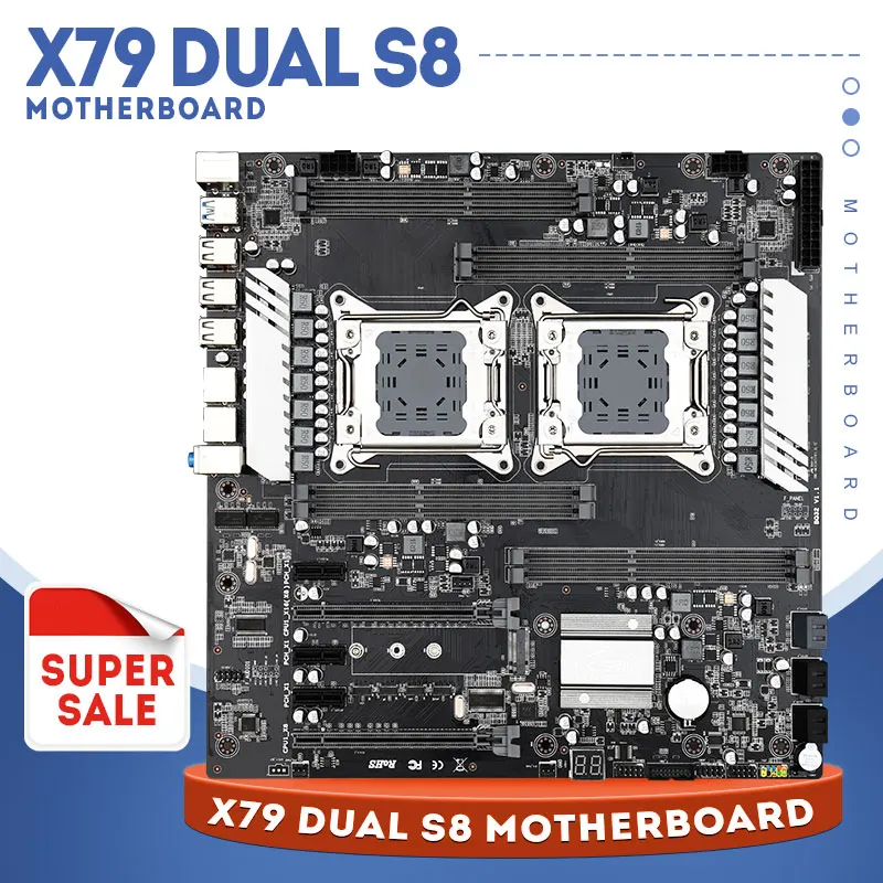 Двойной процессор X79 двойная материнская плата S8 поддержка двух Intel E5 V1/V2 DDR3