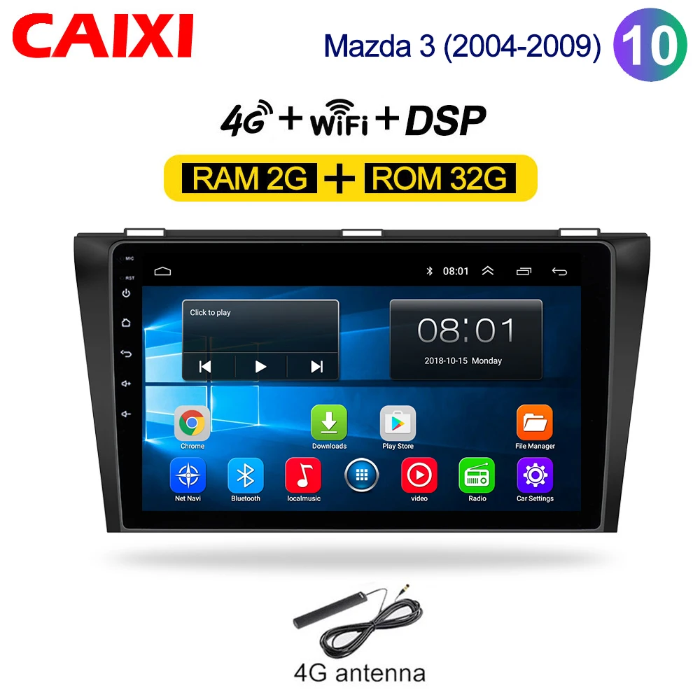 CaiXi " android 8,1 Автомобильный мультимедийный dvd-плеер для Mazda 3 2004-2013 2 din автомобильный dvd gps навигатор Авто Радио стерео плеер - Цвет: Cx-M3-32G-4G