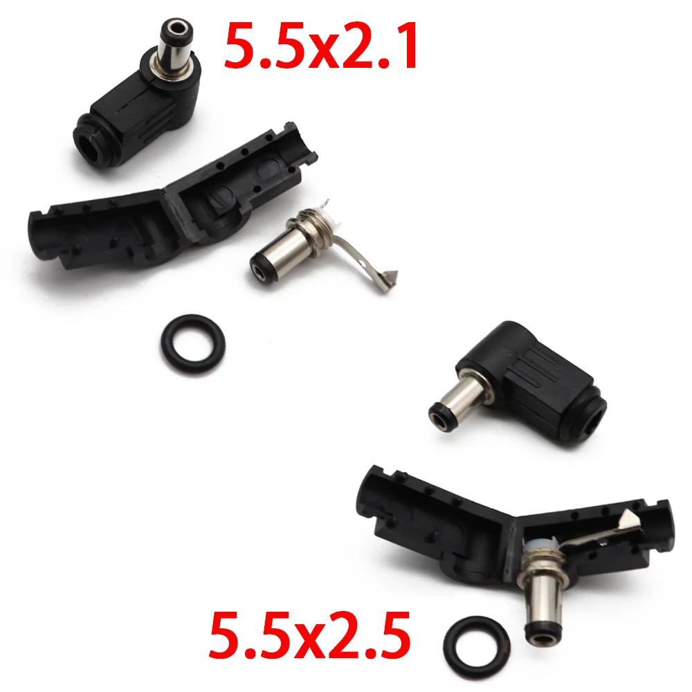 

5Pcs Black 2.1mm x 5.5mm 2.5mm x 5.5mm DC Power Male Plug Jack Adapter 90 Degree Male 5.5*2.1 5.5*2.5 mm DC Power Plug Connector