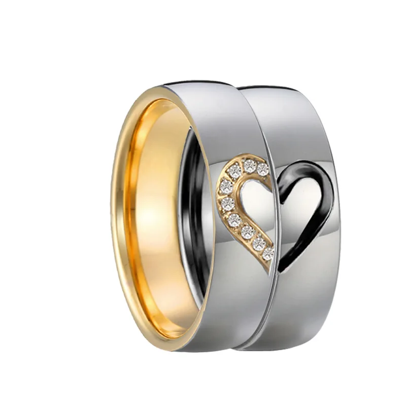 Yifnny Anelli di Coordinati per Coppie, Coppia di Anelli di Cuore Set di Anelli di Coppia I LOVE YOU Anelli di Promessa a Cuore Abbinati per Lui e Lei Fidanzamento (Uomo Taglia