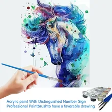 DIY ציור שמן סוס עובד מבוגרים ילדים מתחילים צבע על ידי מספר ערכות ללא מסגרת אמנות סלון מודרני תמונה בית דקור(China)