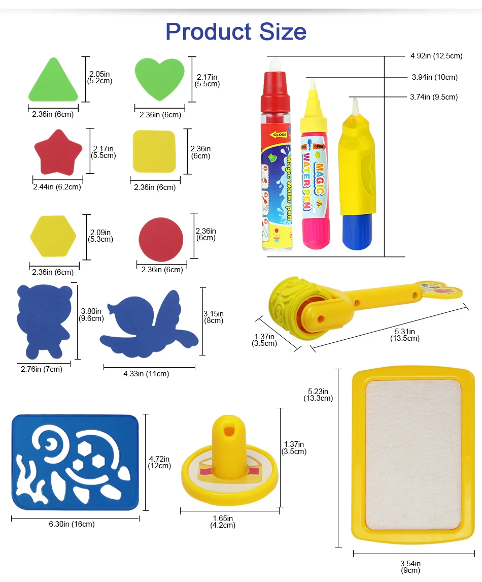 Мультяшный магический коврик для рисования с 4 водными красками ручка и 1 роликовый штамп набор Обучающие игрушки доска для рисования для детей Детский подарок