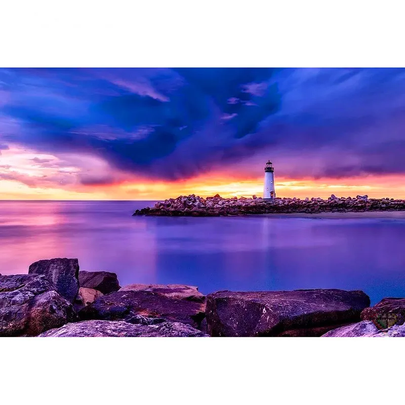 Full Square/Round 5D DIY Diamond Painting landscape Sunset lighthouse 3D Embroidery Cross Stitch picture home decoration TY847 | Дом и сад